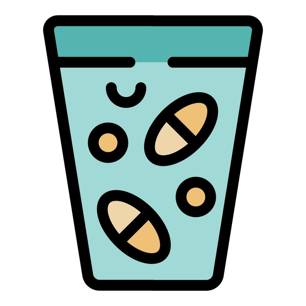 Dissolving pills in a glass of water for oral medication vector