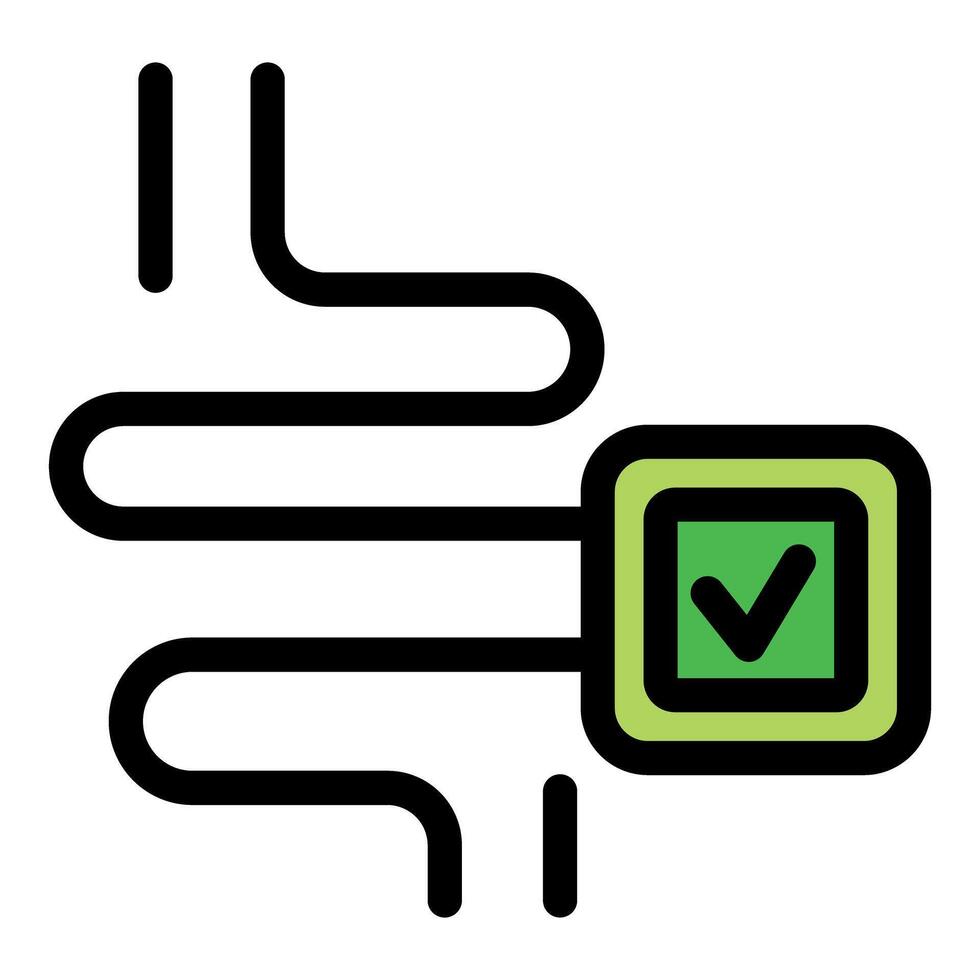 Intestine checkup showing healthy digestive system with check mark symbol vector