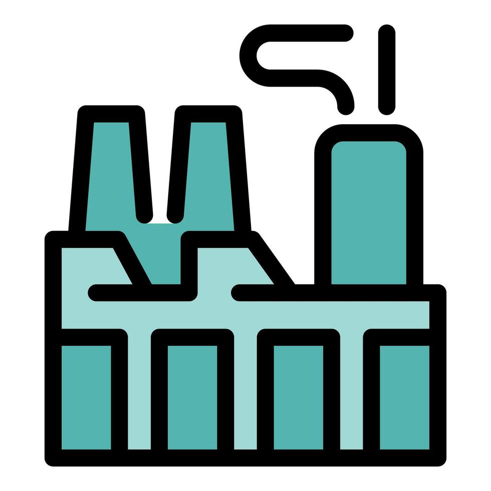 Industrial plant emitting smoke, manufacturing and environmental impact vector