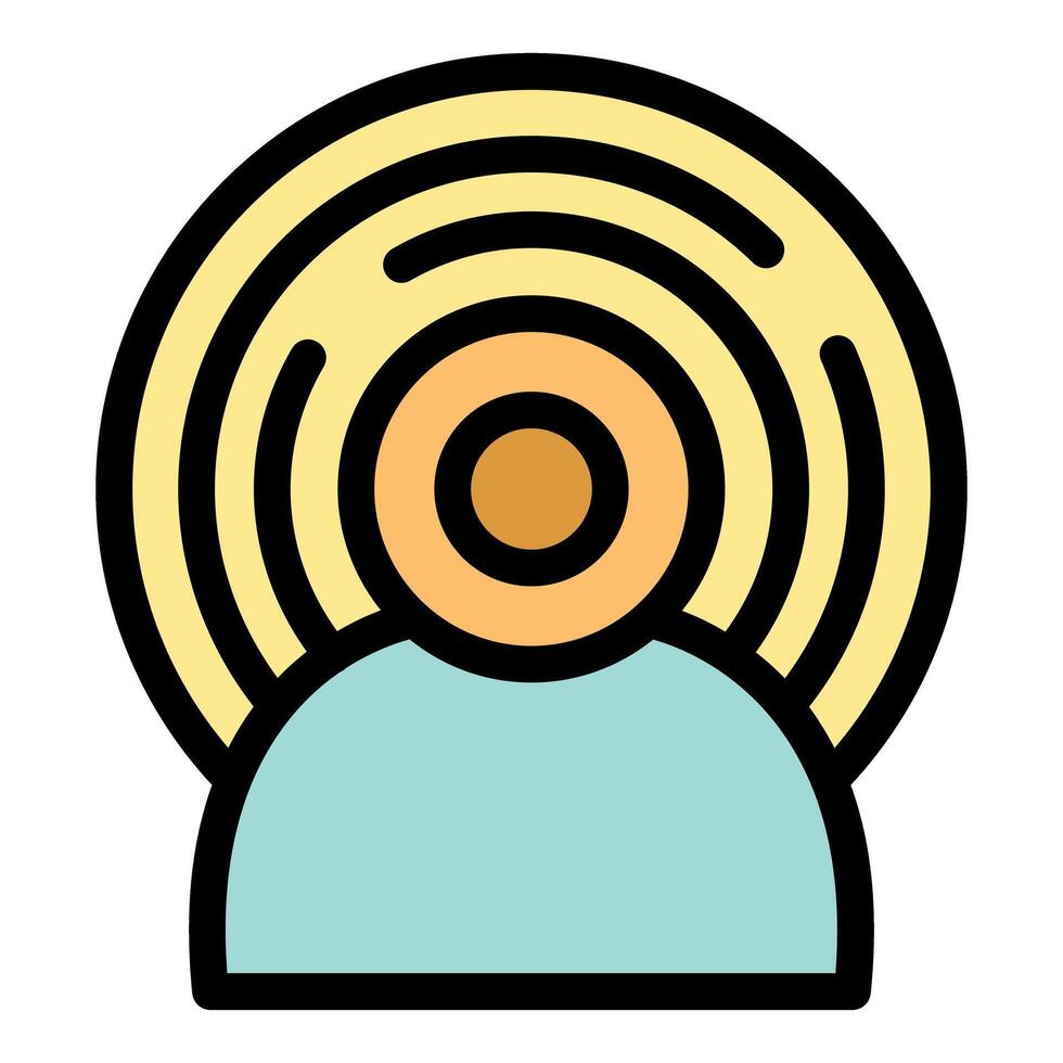 Person feeling anxious and stressed with round vibrating lines around head vector