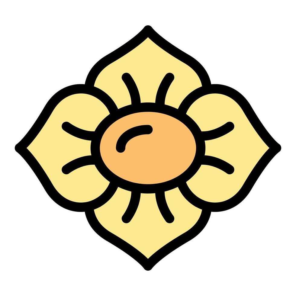 Yellow flower with orange center blooming elegantly in detailed close up vector