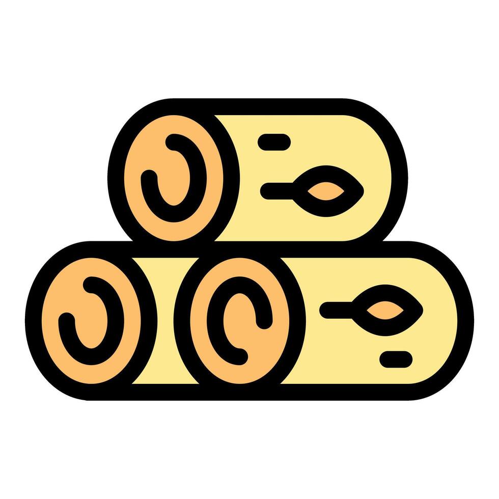Stacked logs showing growth rings and cracks, lumber industry icon vector