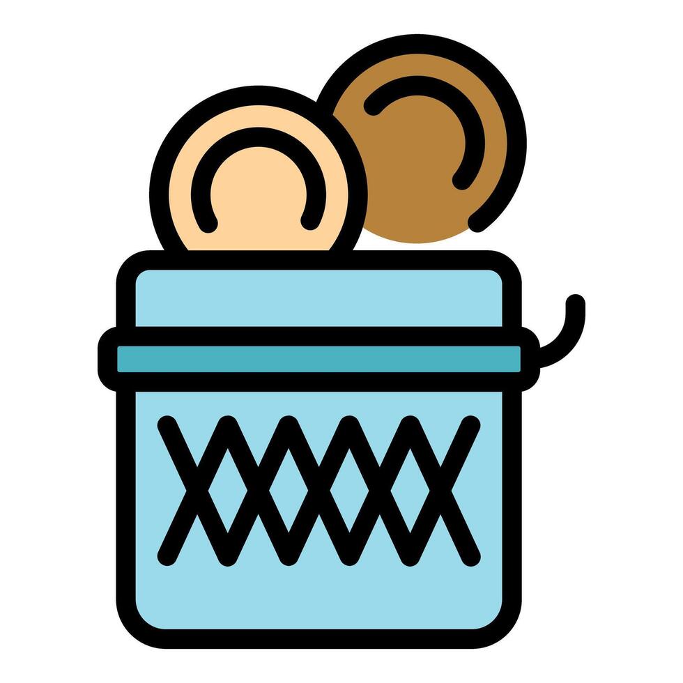 Makeup removing cotton pads falling into small container vector