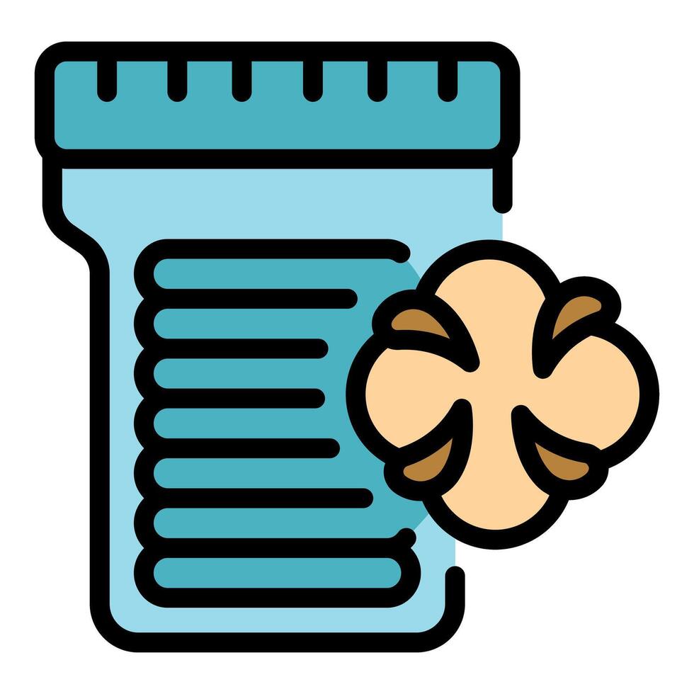 Cotton pads inside a plastic jar for beauty routine vector