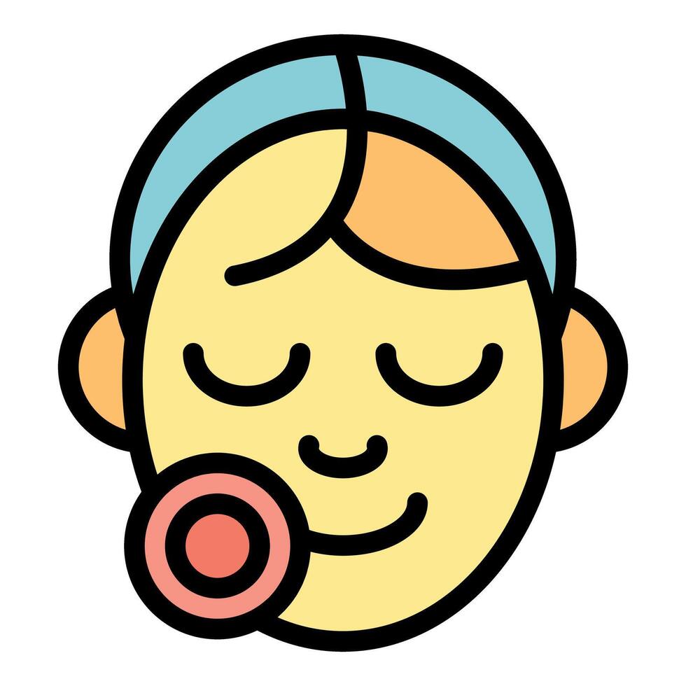 Woman applying cosmetic product on cheek for skincare routine vector