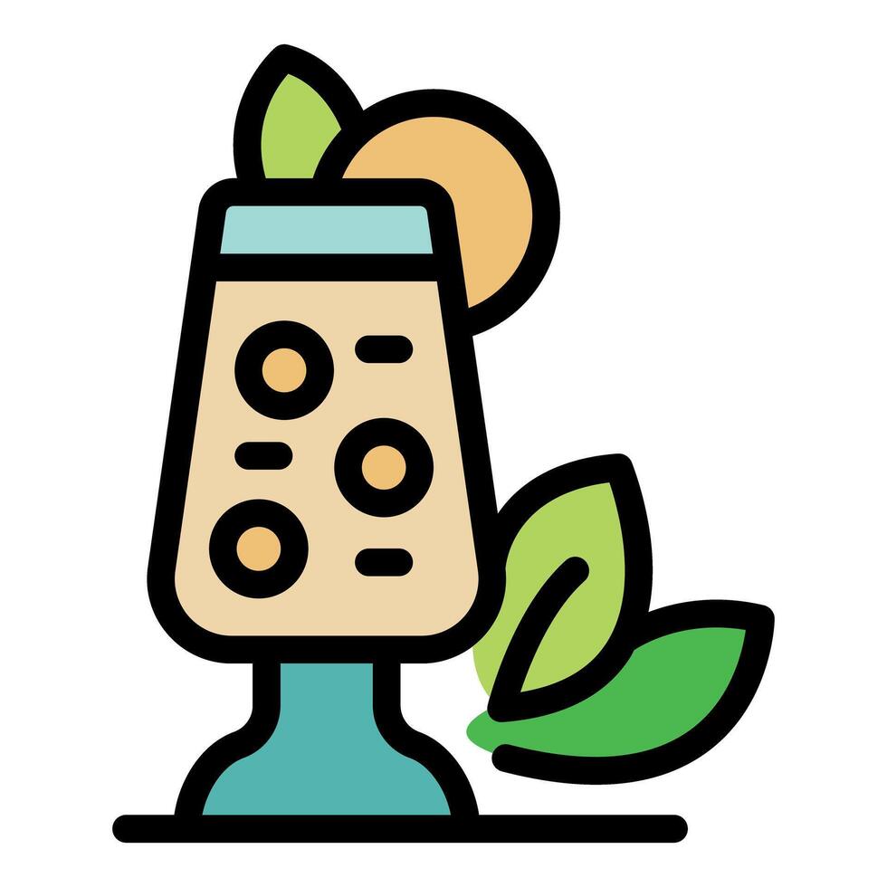 Boba tea with tapioca pearls and orange slice, refreshing bubble tea icon vector