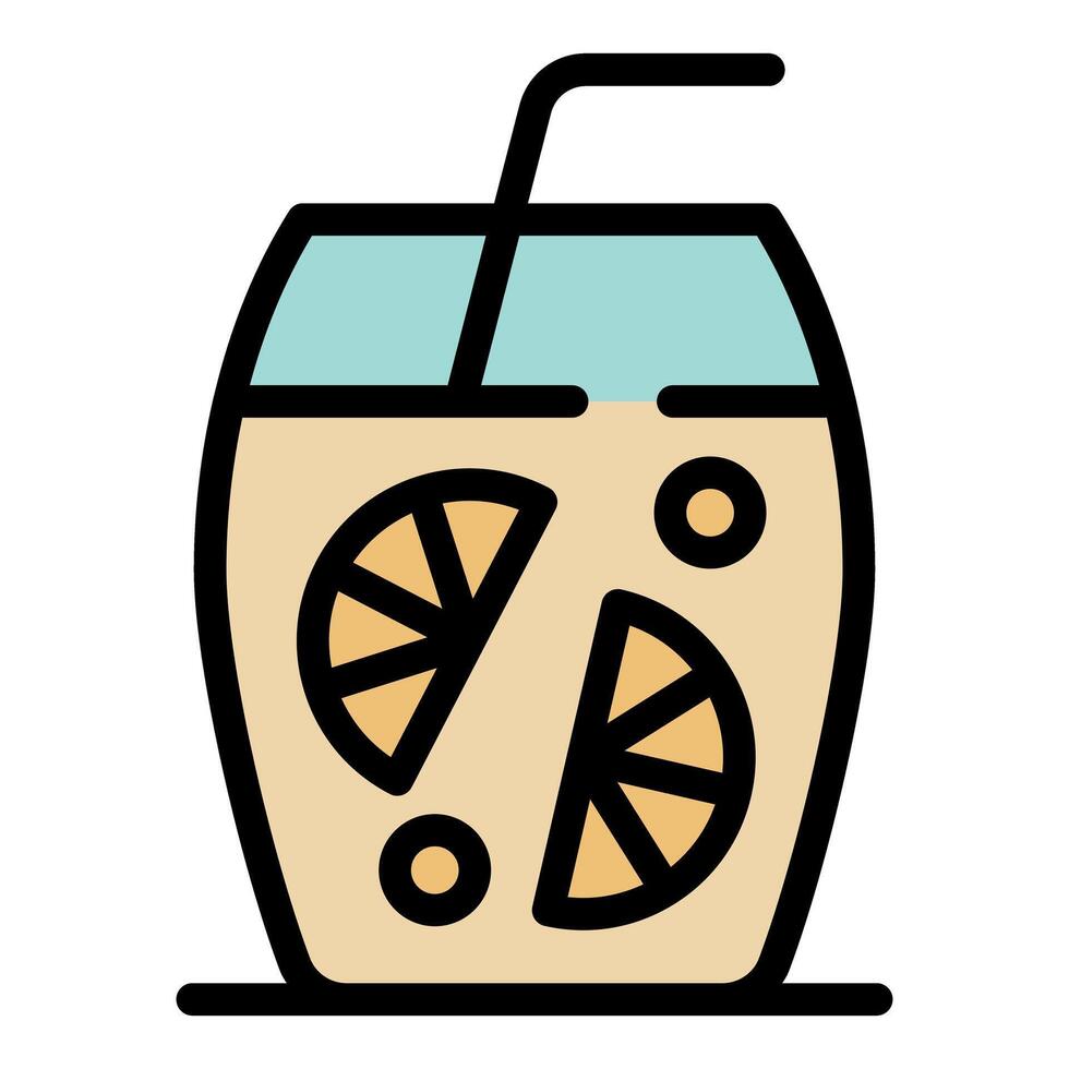 Refreshing citrus drink with straw and orange slices vector
