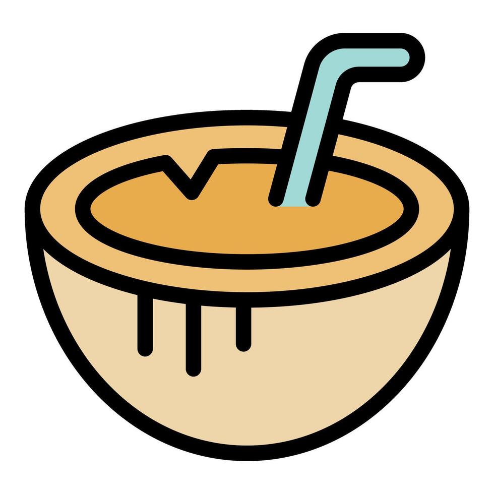 Coconut drink with straw in tropical vibe enjoying refreshing beverage vector