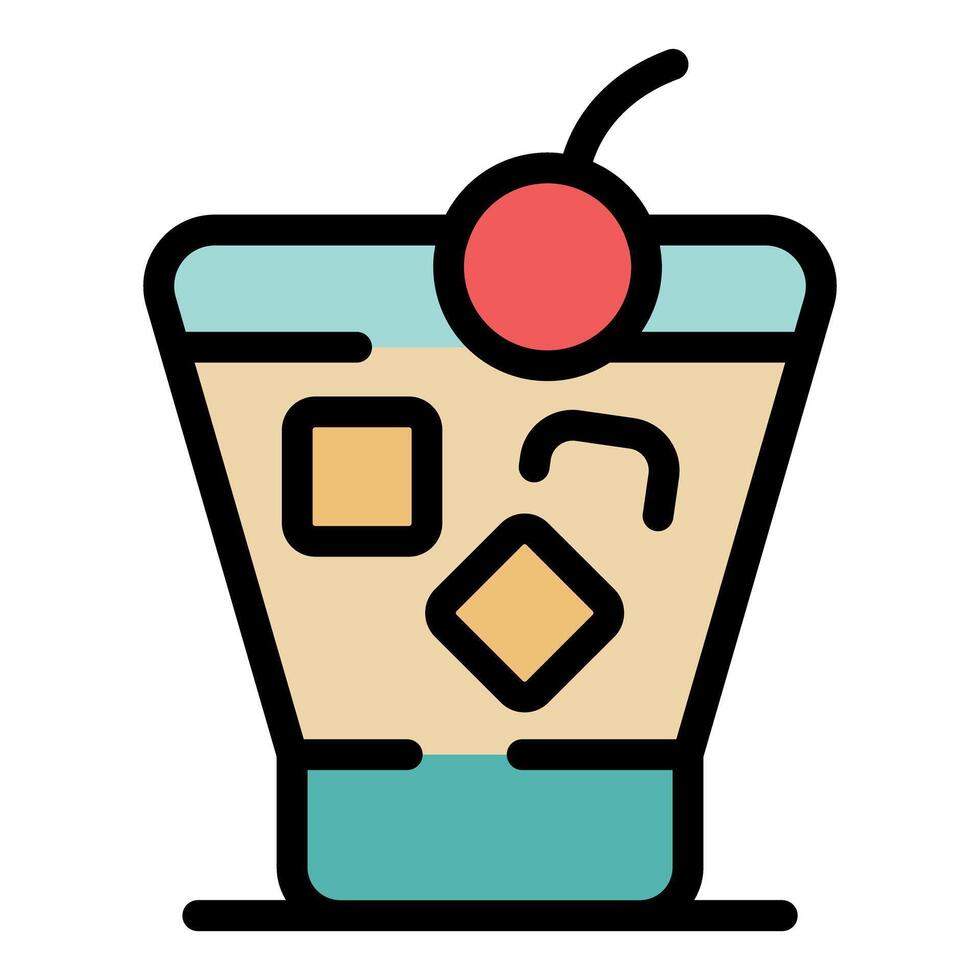 Refreshing cocktail with ice and cherry garnish in a coupe glass vector