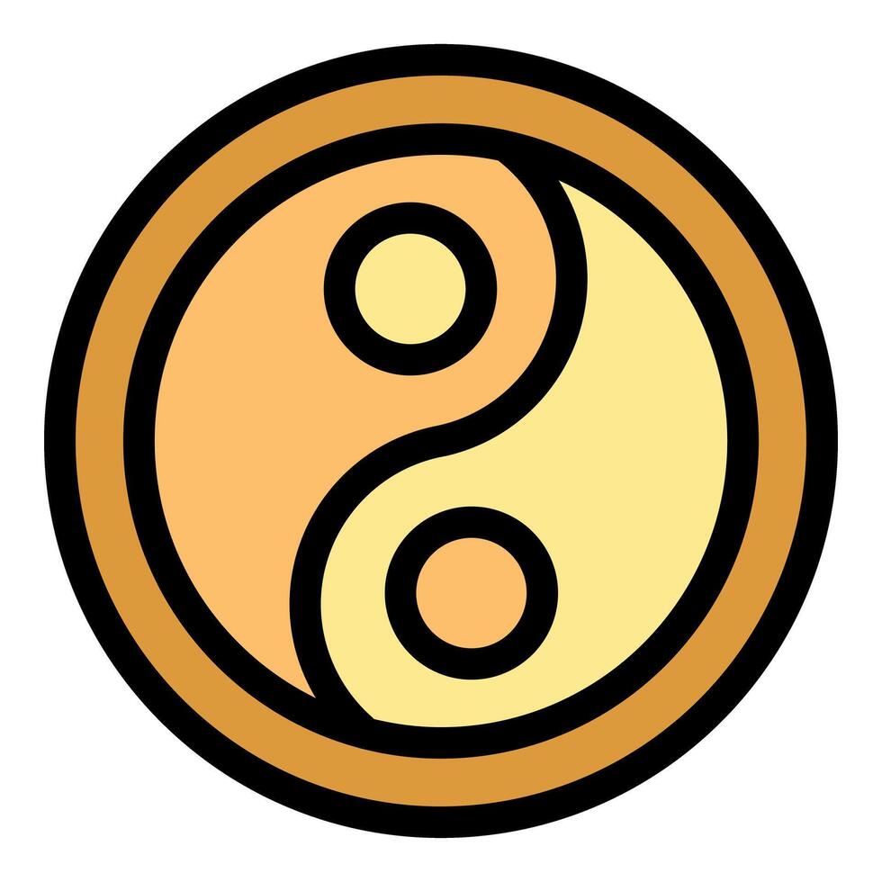 Yin yang symbol representing balance and harmony in gold circle vector