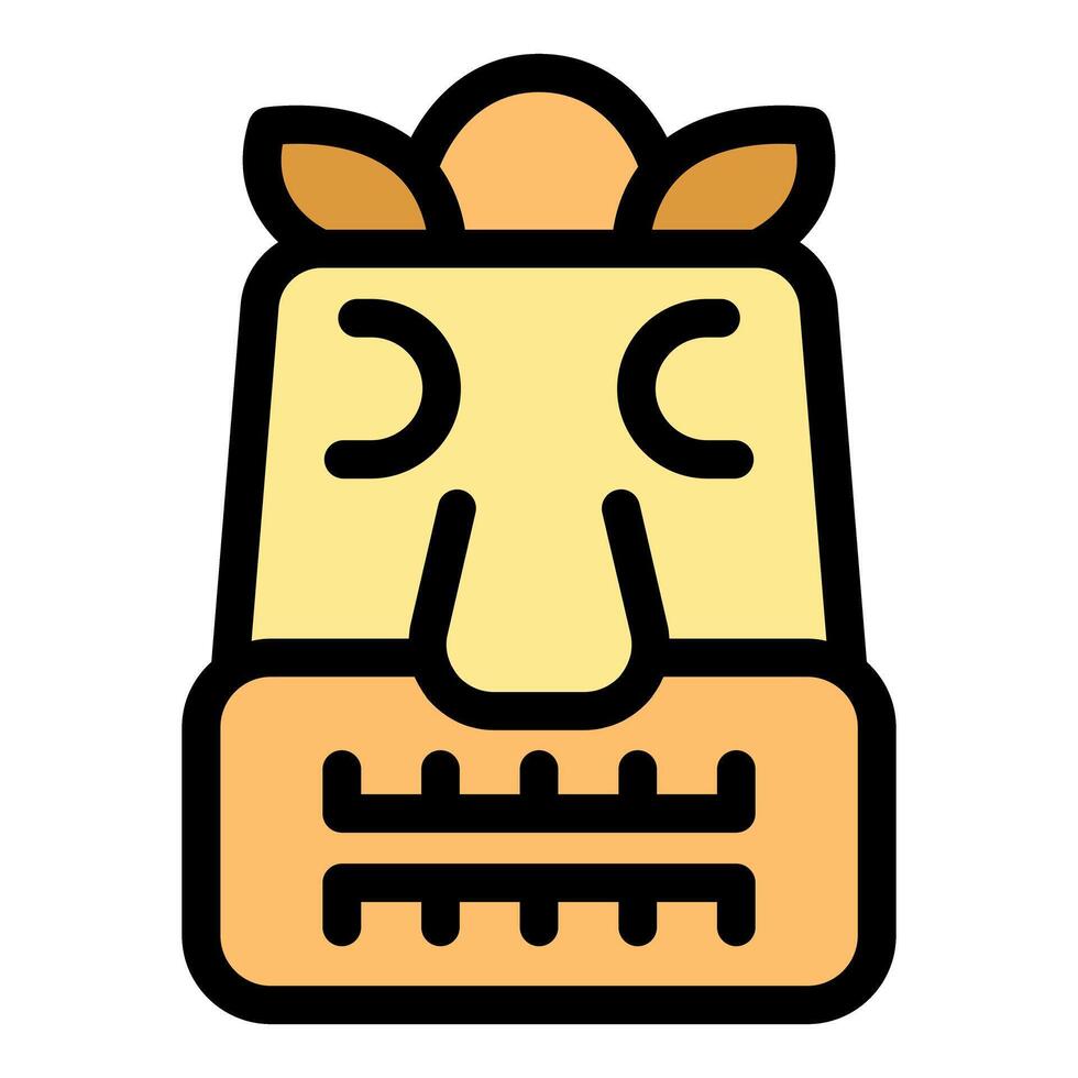 Ancient tiki idol depicting polynesian deity with closed eyes and stitched mouth vector