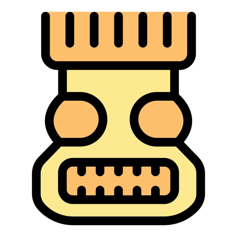 Tiki idol depicting ancient polynesian deity with orange accents vector
