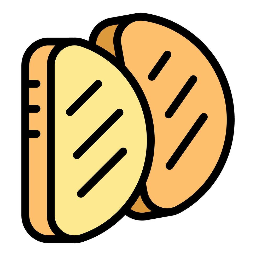 Two slices of toasted bread showing grill marks, perfect for breakfast sandwiches vector