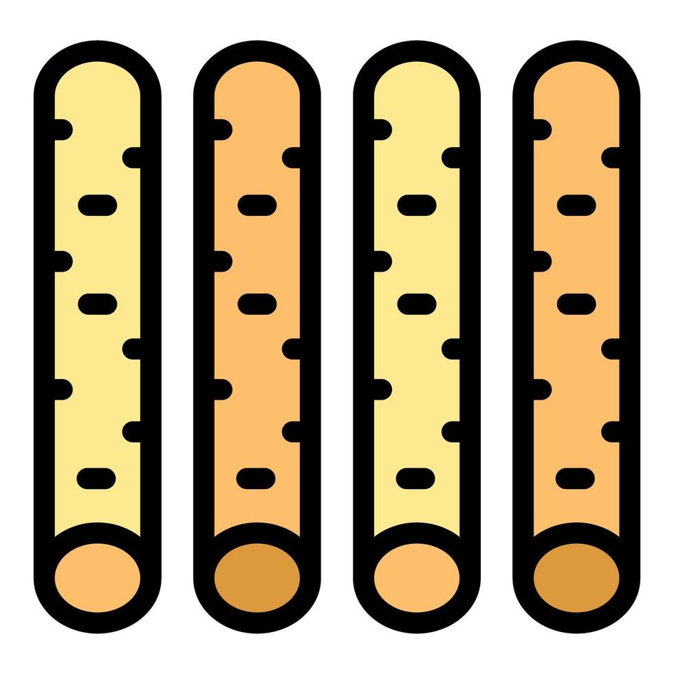 Four breadsticks with sesame seeds forming a row, bakery product icon vector