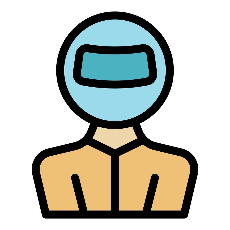 Racer wearing protective helmet and racing suit, ready for competition vector