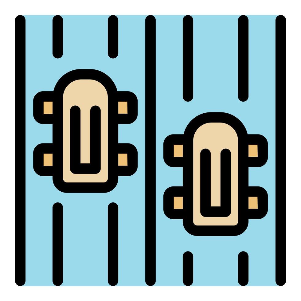 Kayaks floating on blue water surface in top view vector