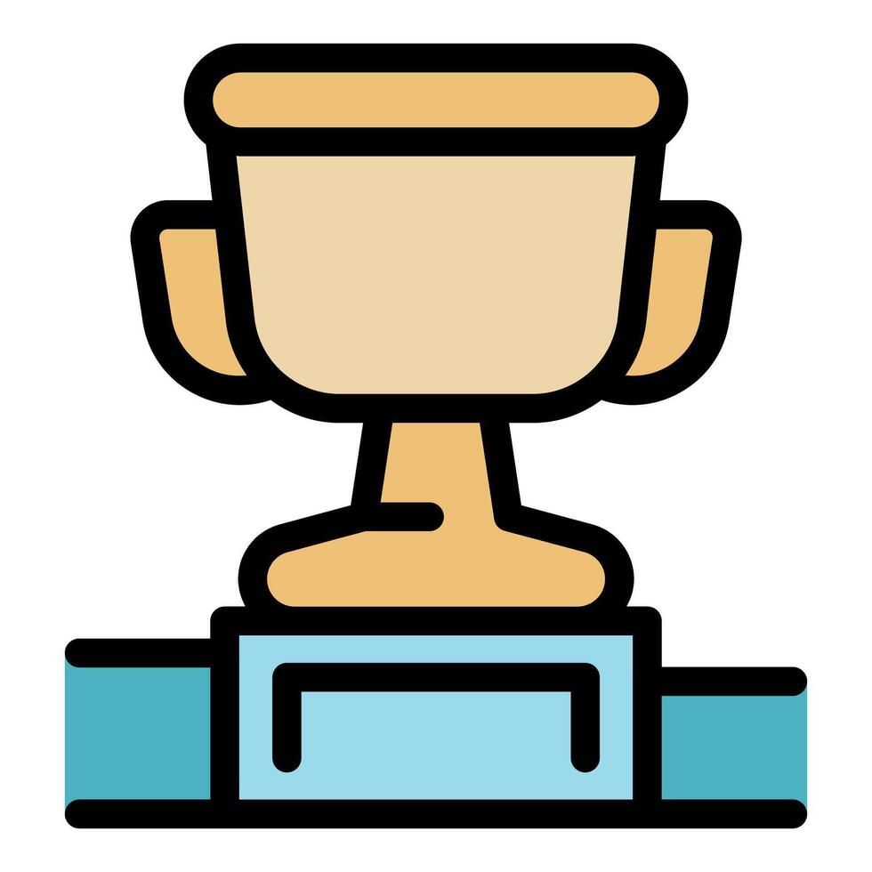 Golden trophy standing on a podium symbolizing victory and achievement vector