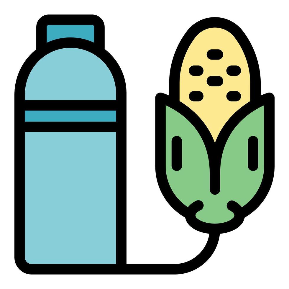 Corn connected to biofuel bottle promoting sustainable energy production vector
