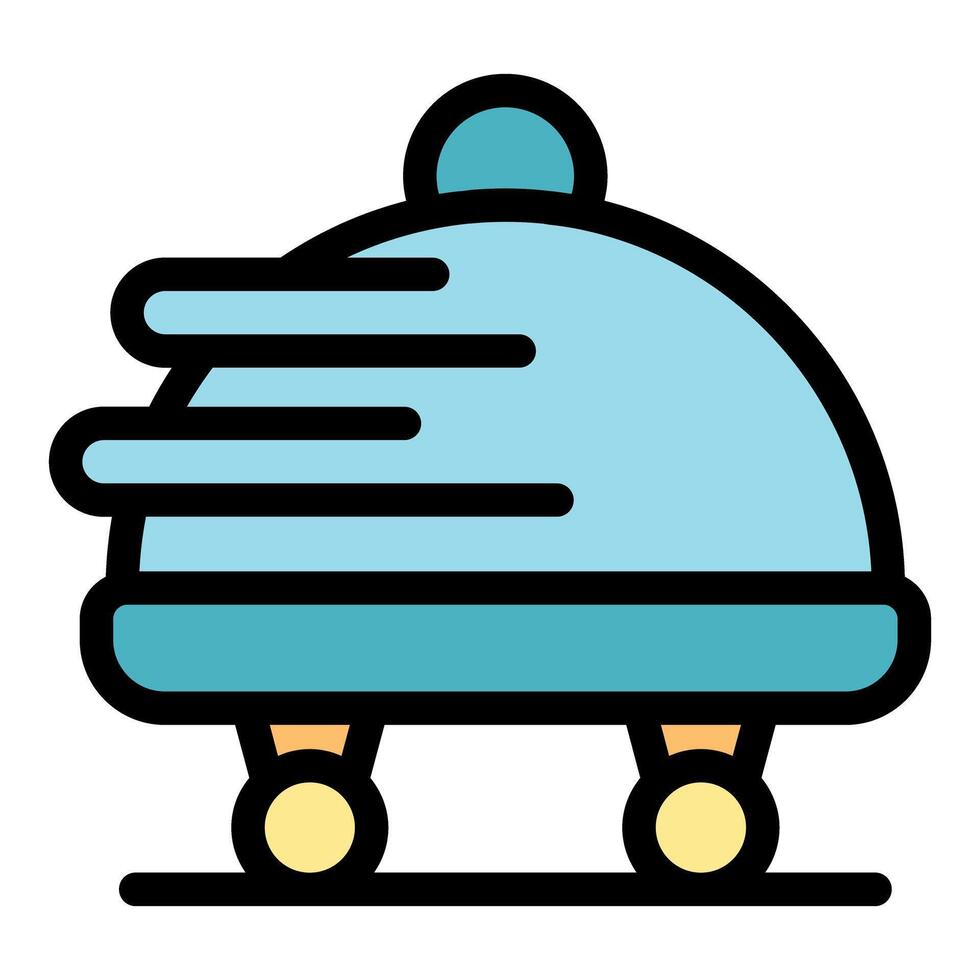 Fast food delivery service moving on wheels icon vector