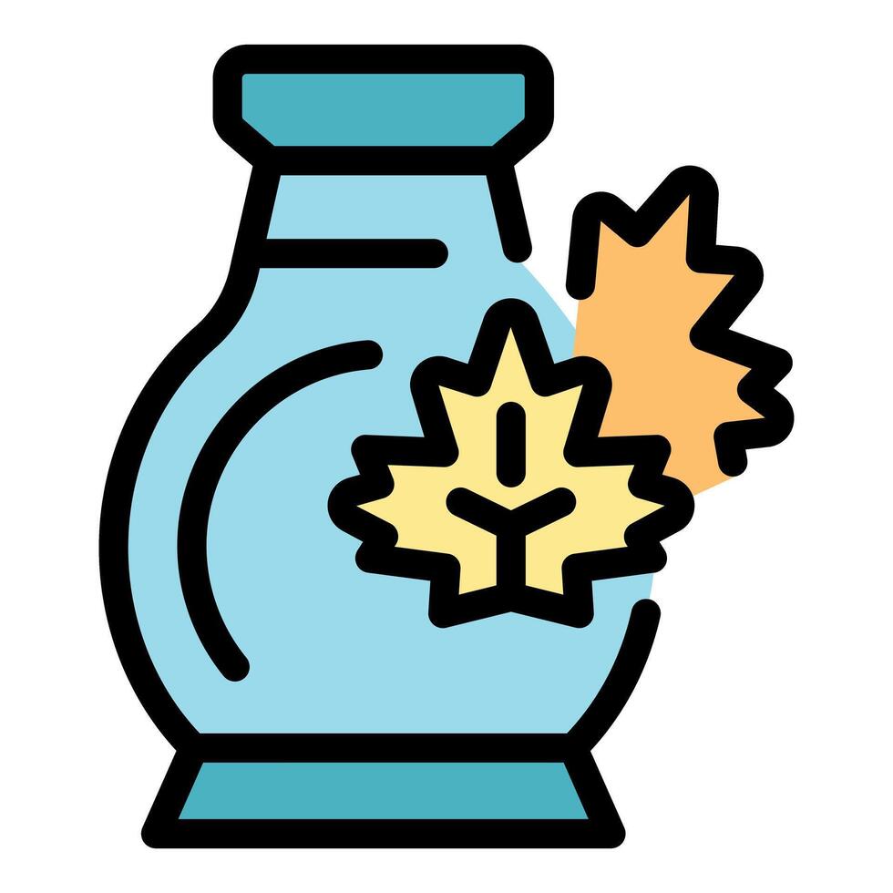 Glass jar with maple leaf containing canadian maple syrup vector