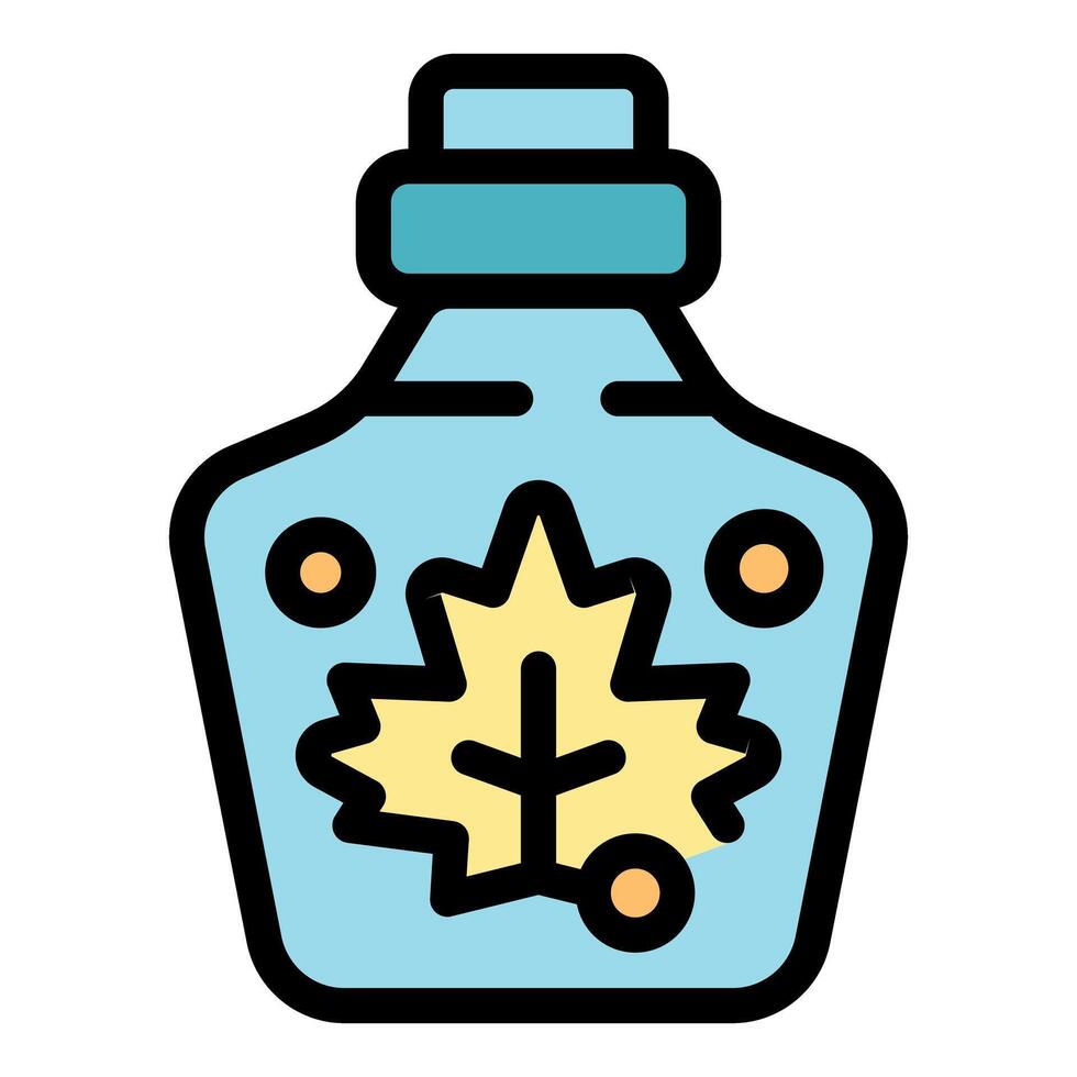 Maple syrup in glass bottle with leaf decoration, celebrating canadian sweetness vector