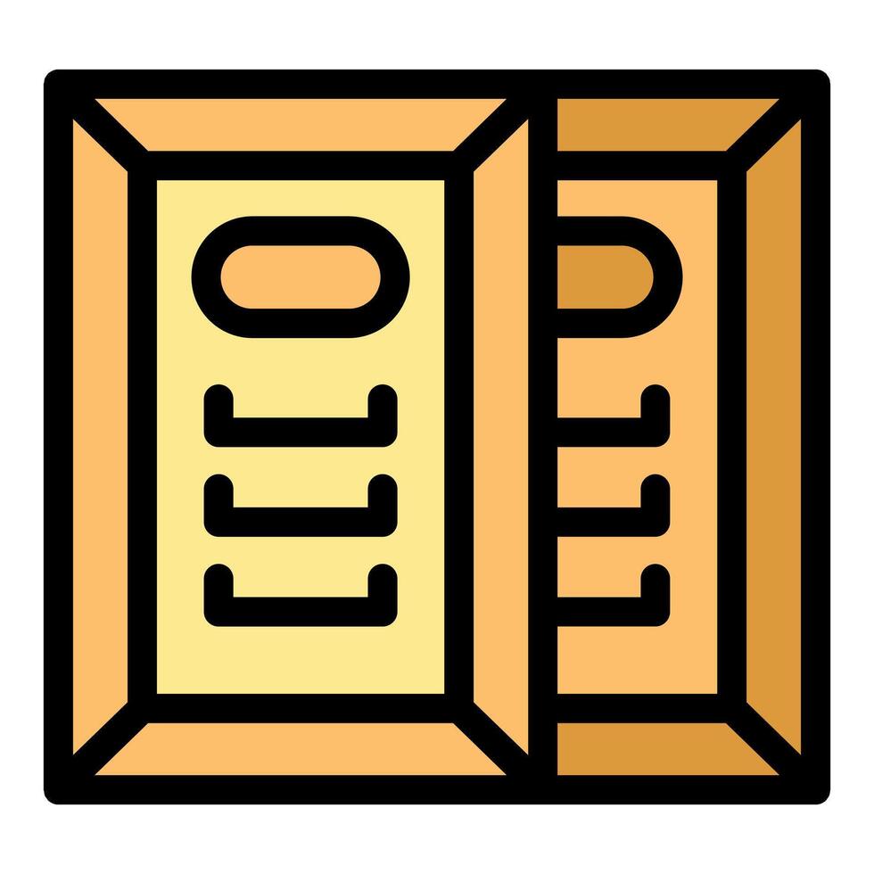 Wooden electrical panel showing circuit breakers and wiring vector