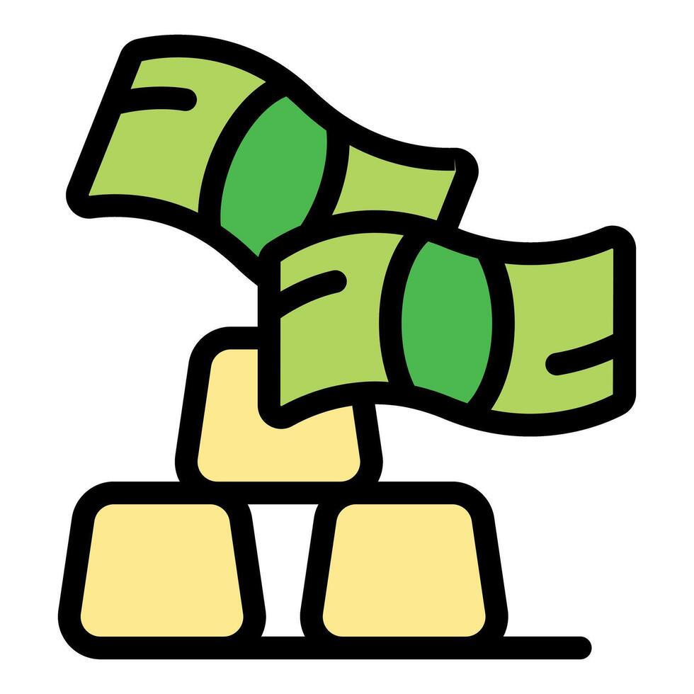 Money growing from gold bars, investment and profit concept vector
