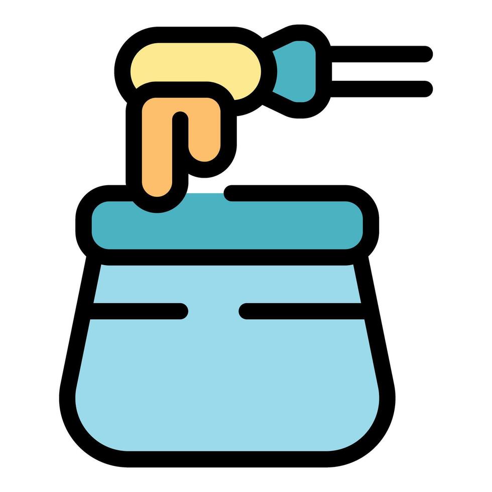 Hair removal cream being squeezed into a reusable bag vector