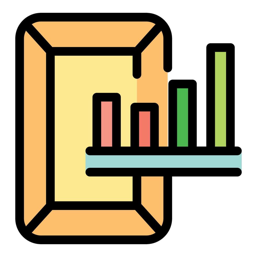 Augmented reality app showing growing bars chart coming out of smartphone screen vector