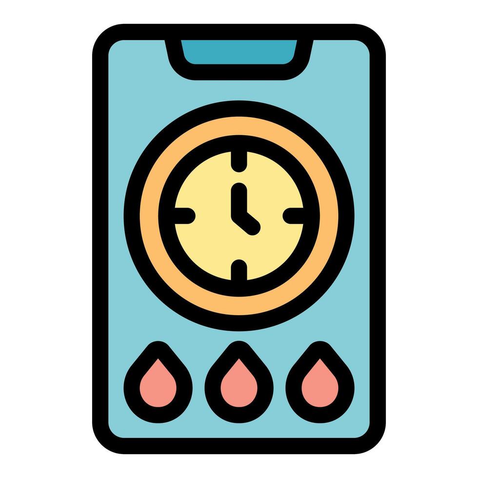 Menstrual cycle tracking app showing clock and blood drops vector