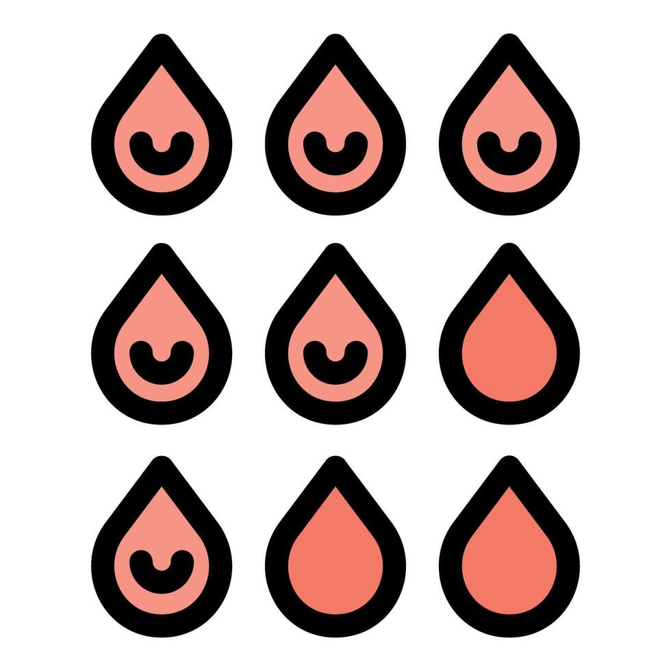 Blood donation rate increasing showing by filling blood drops icon vector