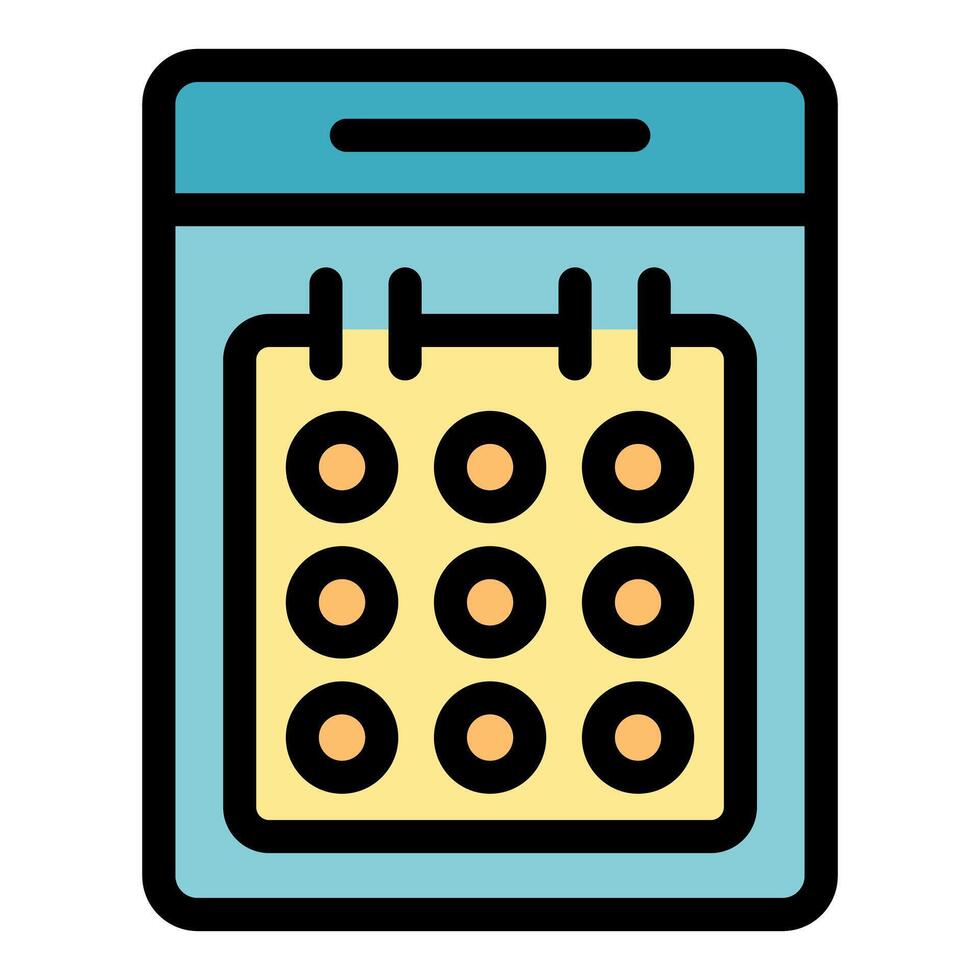 Mobile phone showing calendar app for organizing and scheduling vector