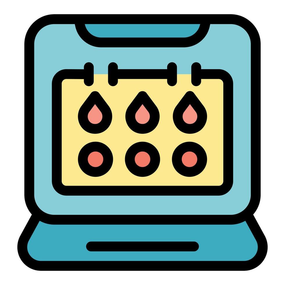 Menstrual cycle tracking app showing period calendar on laptop vector