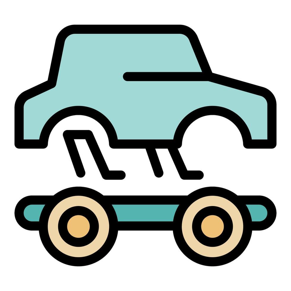 Car body moving on assembly line in automotive production plant vector