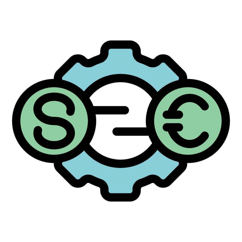 Gear converting dollars to euros representing international money exchange vector