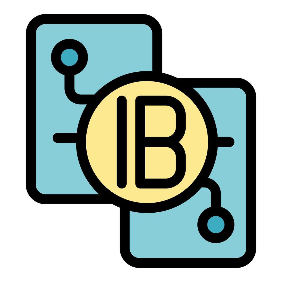 Ib logo connecting two devices symbolizing integration and blockchain technology vector