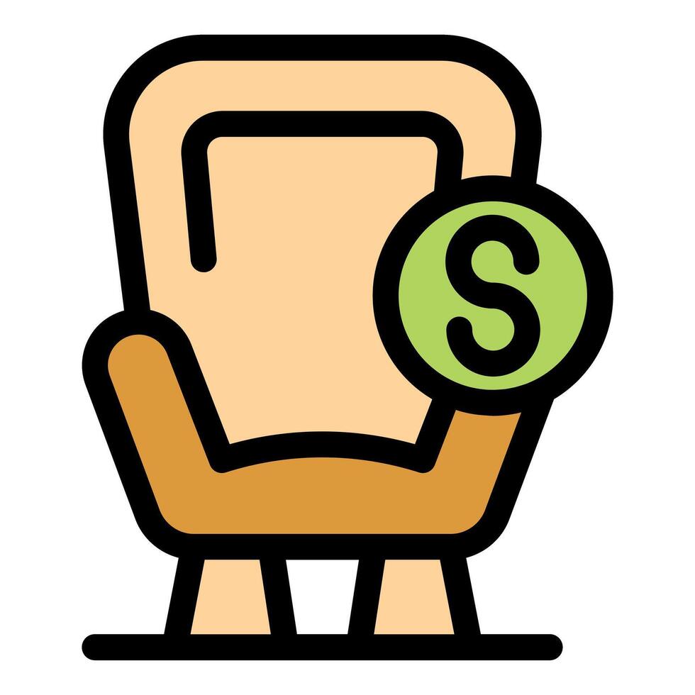 Armchair price icon showing furniture store or interior design business vector