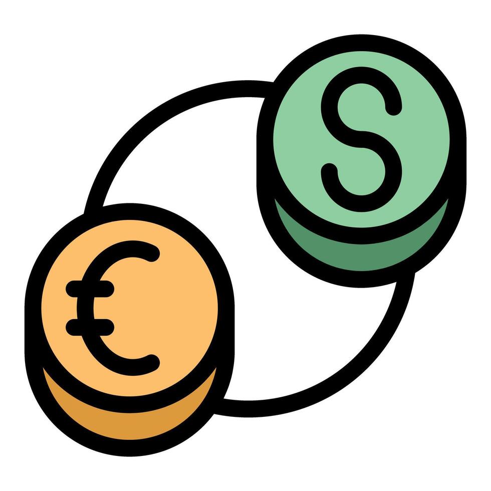 Euro and dollar coins exchanging currencies in finance vector