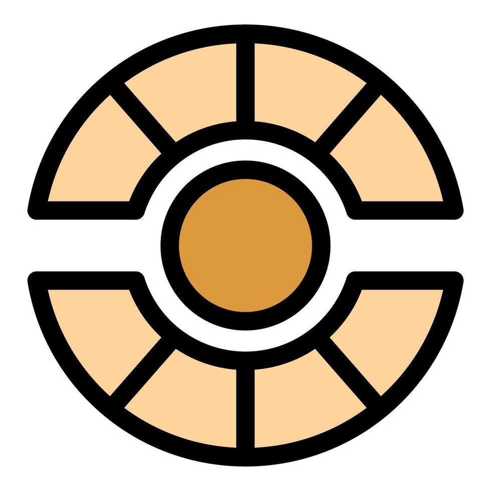 Round futuristic device with central core emitting light vector