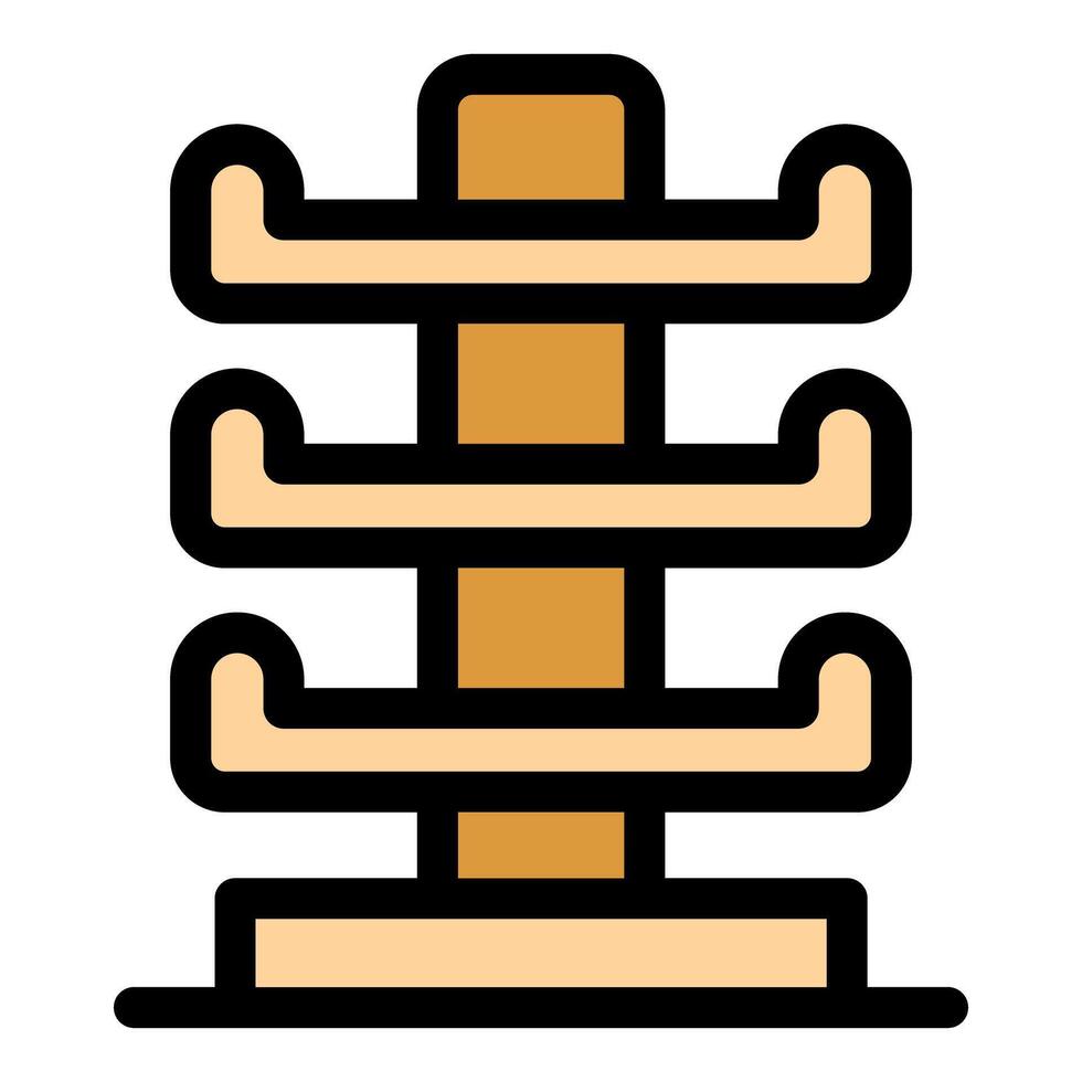 Empty wooden shoe rack with three levels displaying minimalist design vector