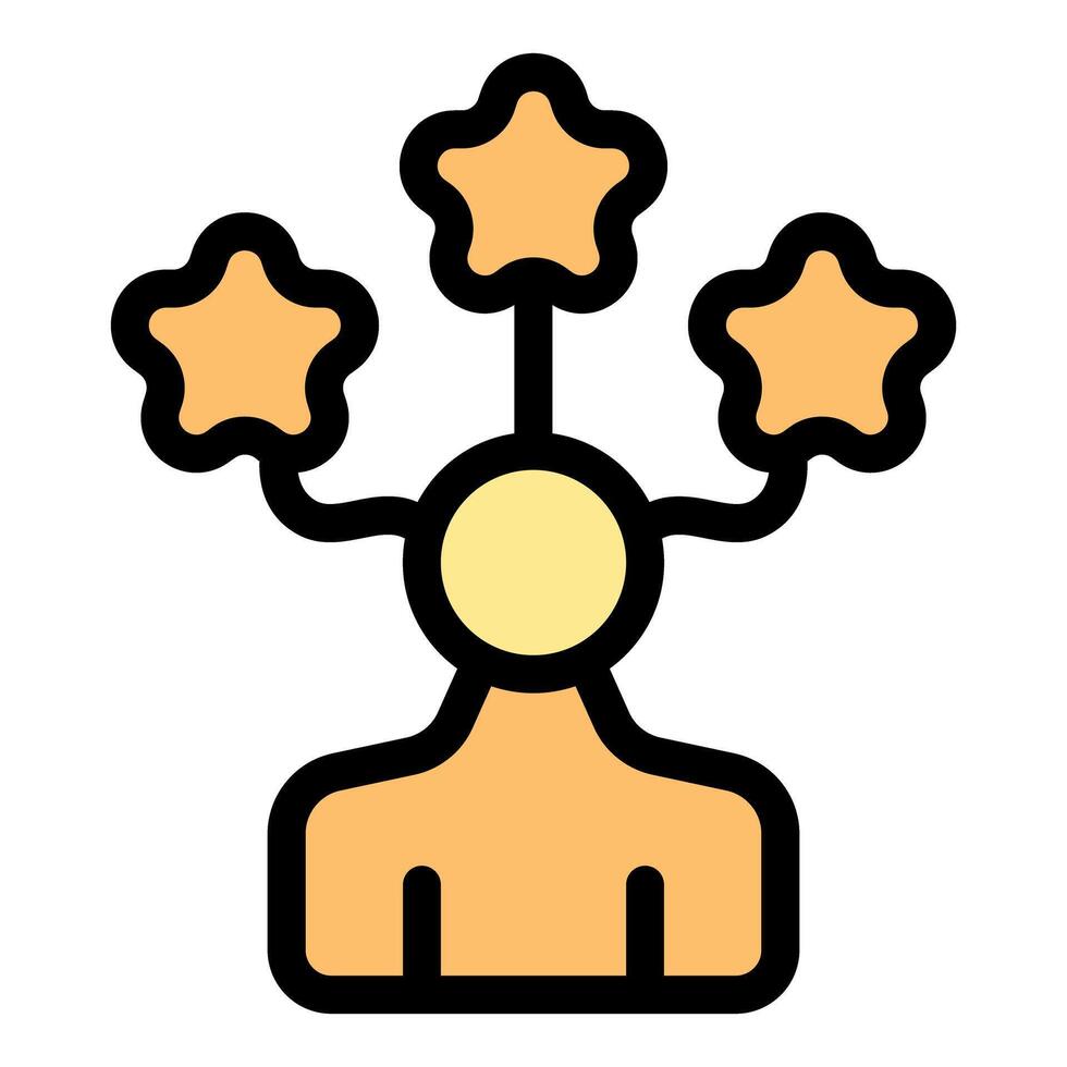 Person managing multiple tasks with star symbols representing excellent performance vector