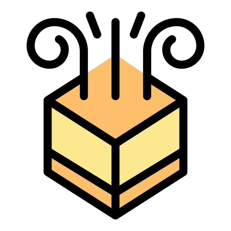 Surprise box opening with confetti and spiral streamers exploding vector