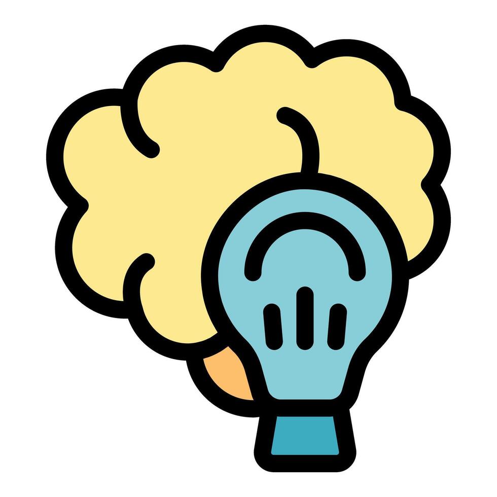 Brain generating a creative idea symbolized by light bulb vector