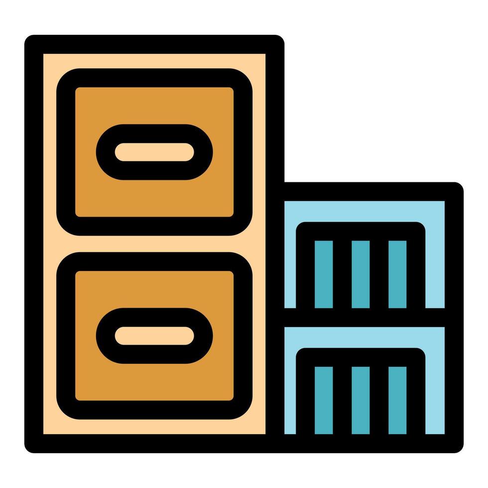 Archive and server rack storing valuable data and information vector