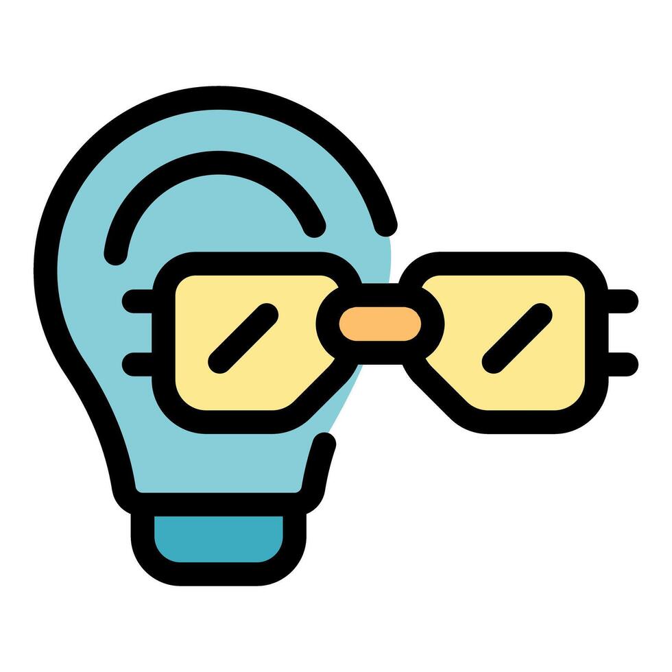Light bulb wearing augmented reality glasses, exploring the future of innovation vector