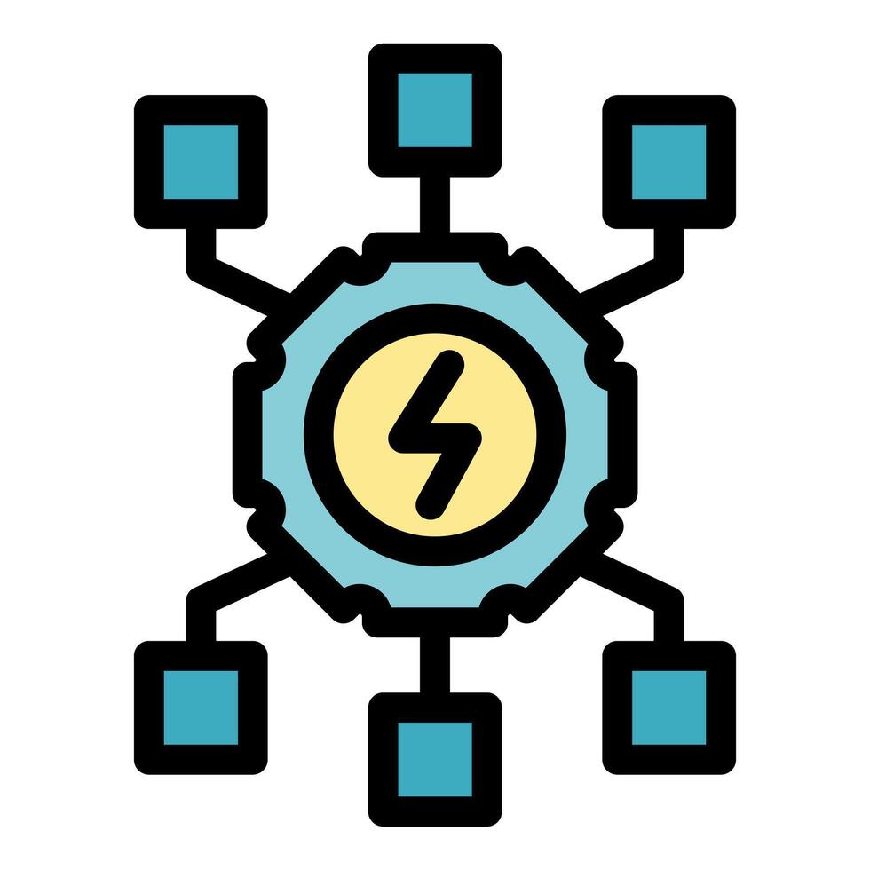 Energy decentralized network management system icon representing power distribution vector
