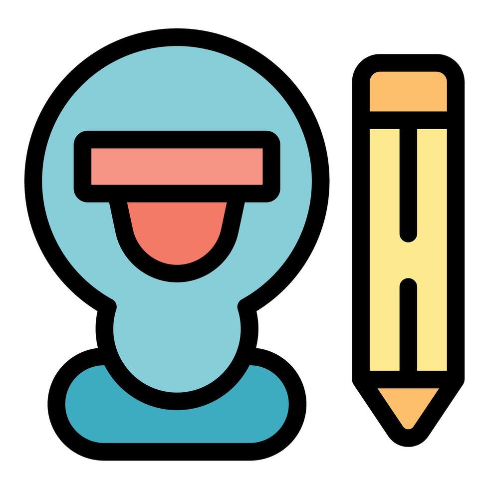 Lightbulb wearing augmented reality headset and pencil representing innovative ideas vector