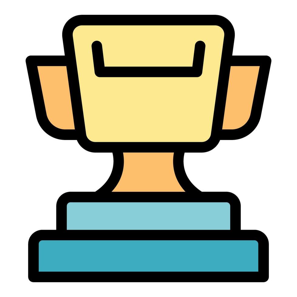 Gold trophy cup representing victory and achievement standing on podium vector