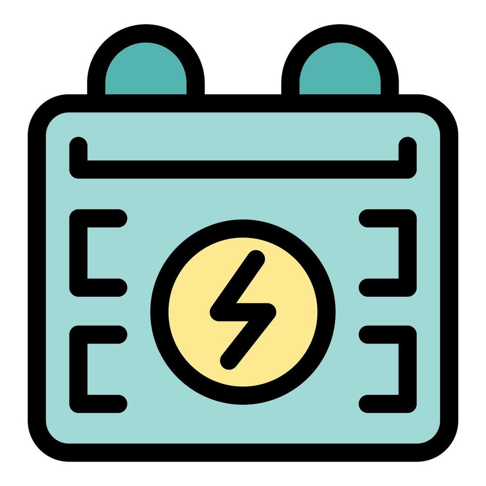 Electric car battery showing charging status with lightning bolt symbol vector
