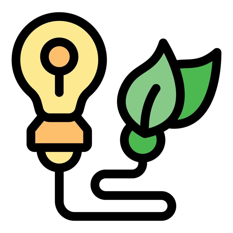 Light bulb connected to green leaves symbolizing green energy vector